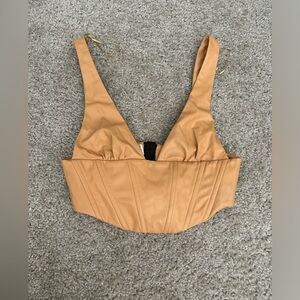 YELLOW LEATHER ZARA CROP TOP